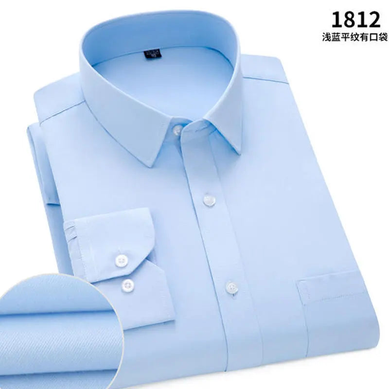 Men's Striped Long-Sleeved Shirt Comfortable Cotton Blend