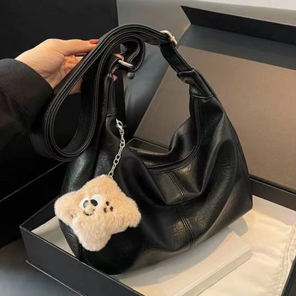 Trendy PU Leather Slouchy Shoulder Bag for Women