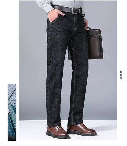 Men's Black Blue Stretch Jeans Casual Slim Fit Trousers