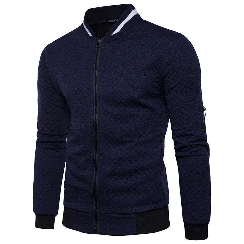 Men's Casual Hooded Tracksuit Jacket with Zipper Pockets