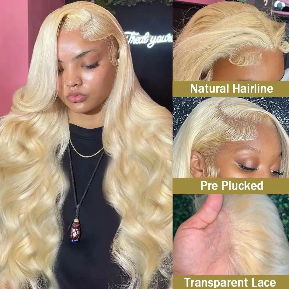 613 Body Wave Lace Frontal Wig Human Hair Blonde 30 Inch
