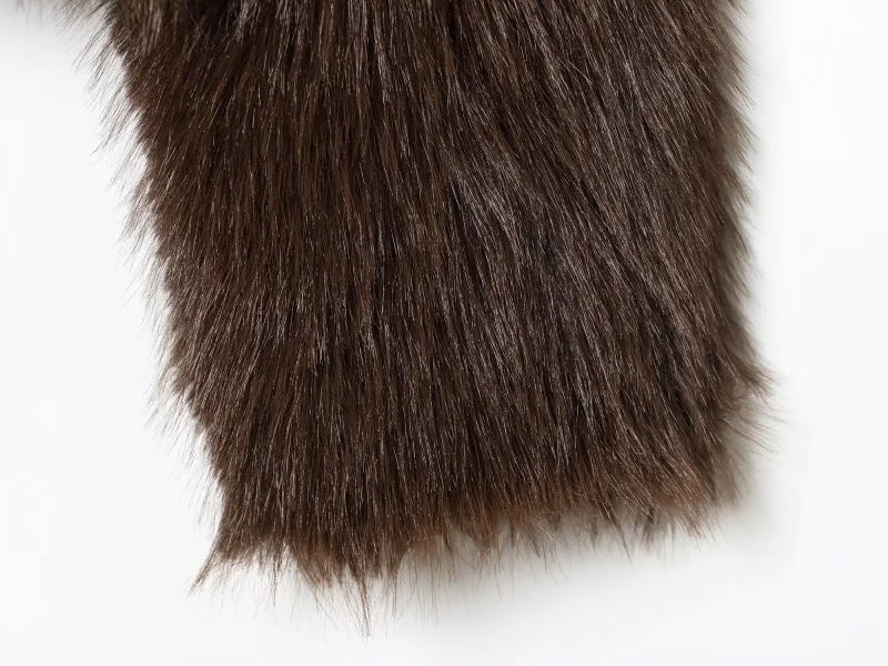 Women's Faux Fur Round Neck Short Jacket