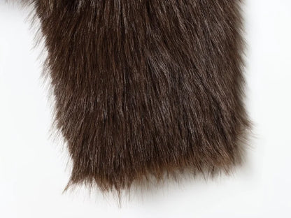 Women's Faux Fur Round Neck Short Jacket