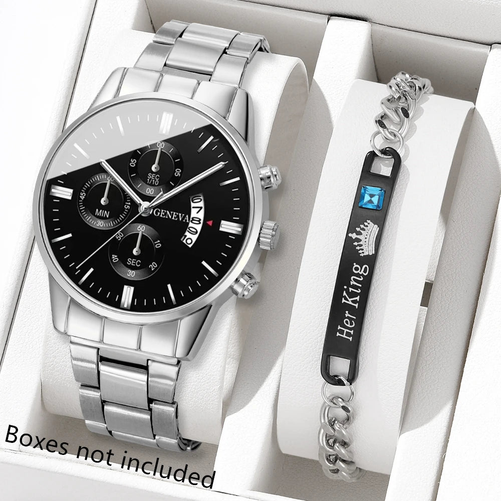 Men's Stainless Steel Quartz Calendar Watch