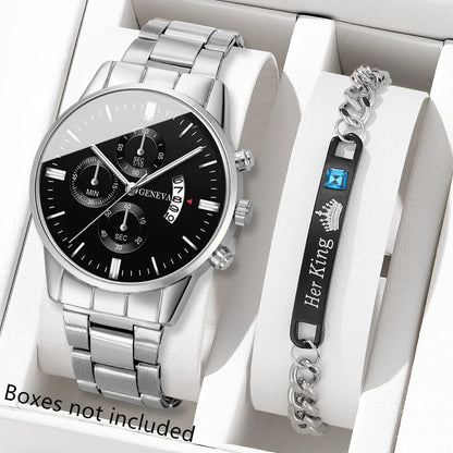 Men's Stainless Steel Quartz Calendar Watch