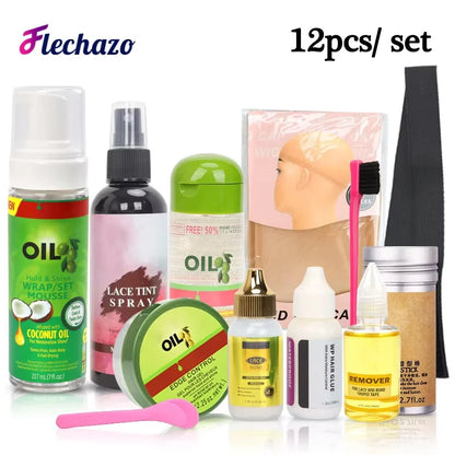12Pcs Wig Installation Kit with Hair Mousse and Glue