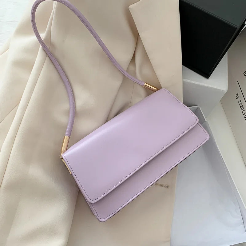 Luxury Women's Crossbody Shoulder Bag in Solid Color