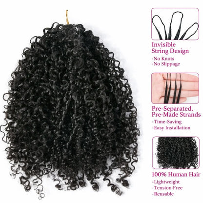 12A Curly Crochet Human Hair Extensions Deep Pixie Curls