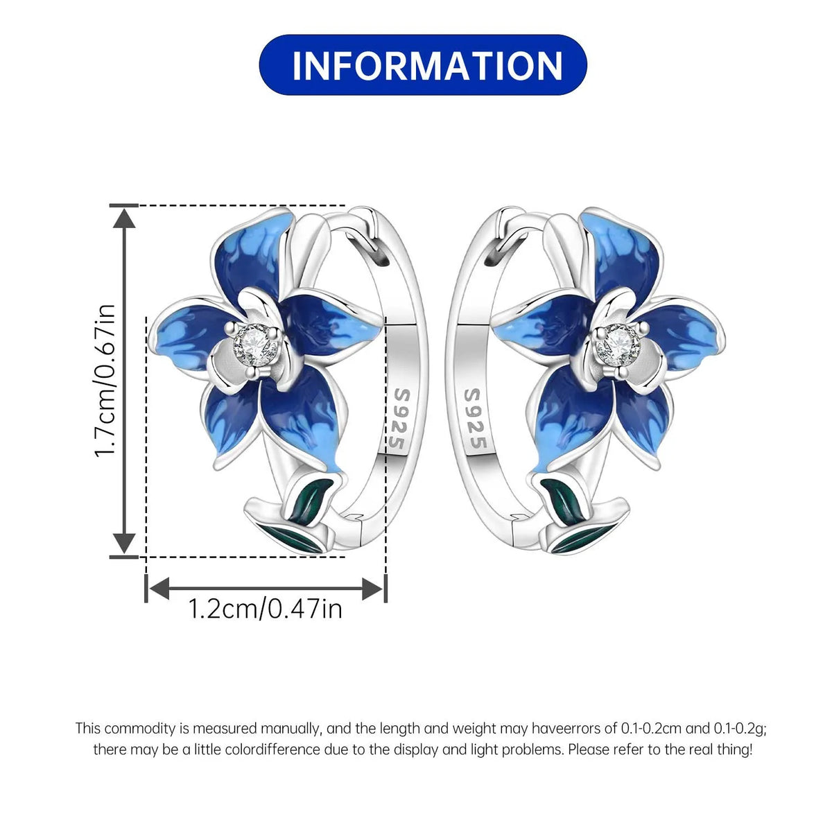 S925 Sterling Silver Iris Flower Hoop Earrings for Women