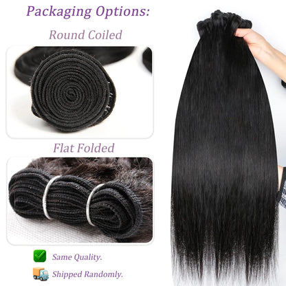 Straight Human Hair Bundles 10-30 Inch Natural Black