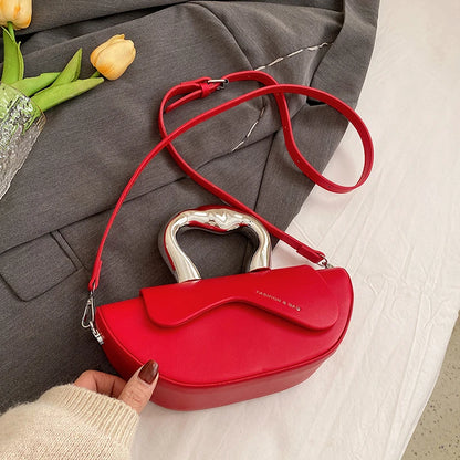 Solid PU Shoulder Bag with Hasp Compartment