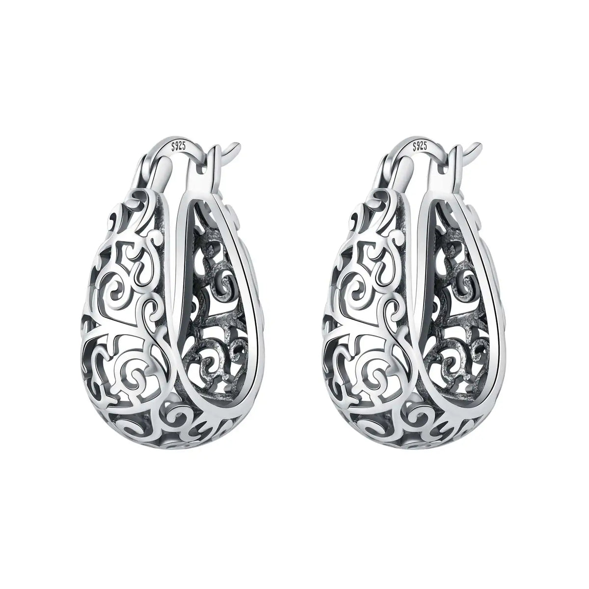 S925 Sterling Silver Iris Flower Hoop Earrings for Women