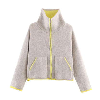 Casual Zipper Jacket Coat for Women in Polyester