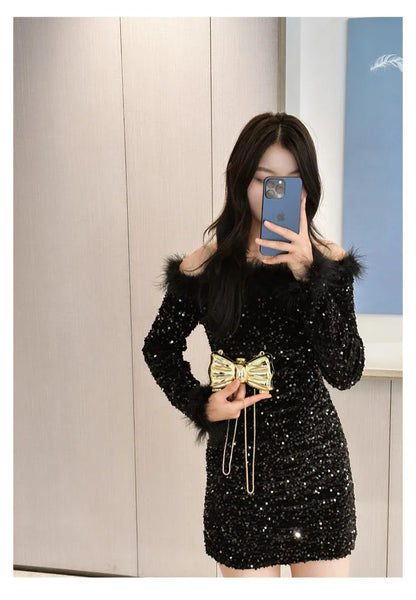 Golden Acrylic Round Clutch Purse for Parties