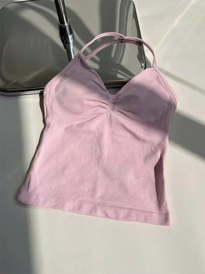 Seamless Lace-Up Bra and Shorts Yoga Set for Women