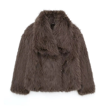 Cropped Faux Fur Jacket Coat for Women