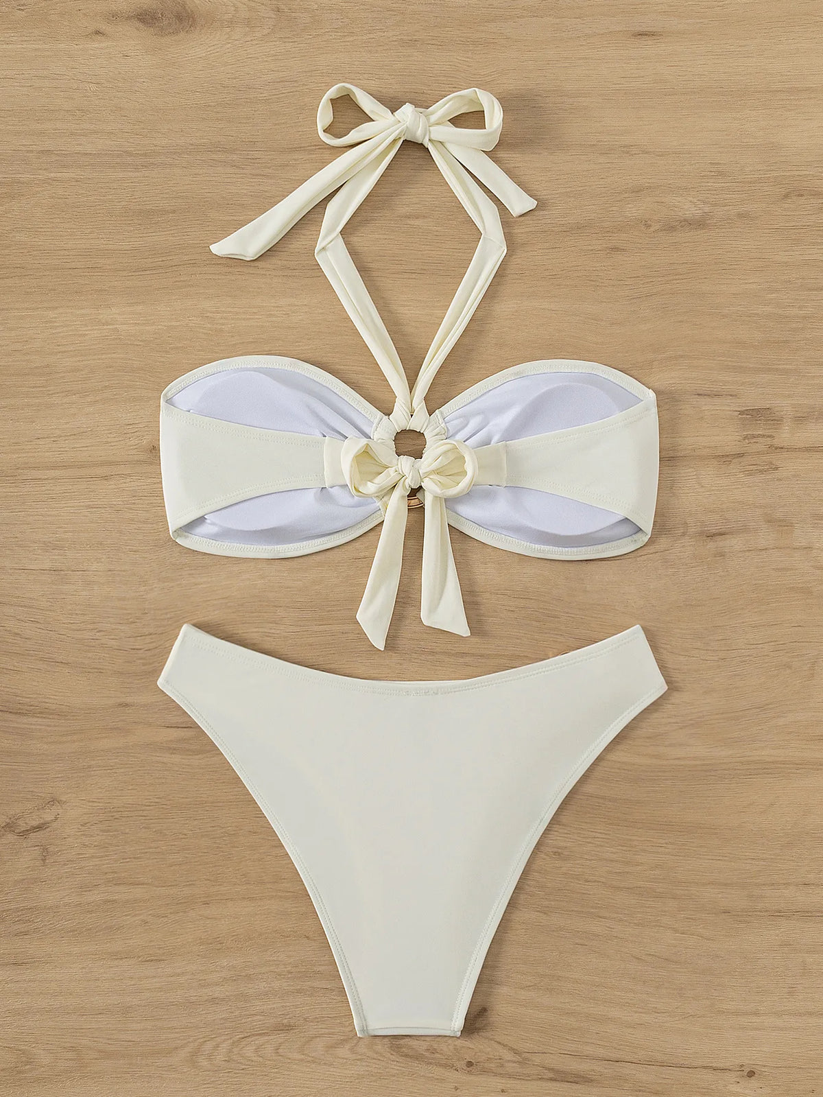 Bandeau Push-Up Bikini Set with Brazilian Thong