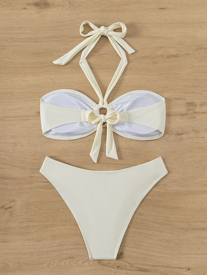 Bandeau Push-Up Bikini Set with Brazilian Thong