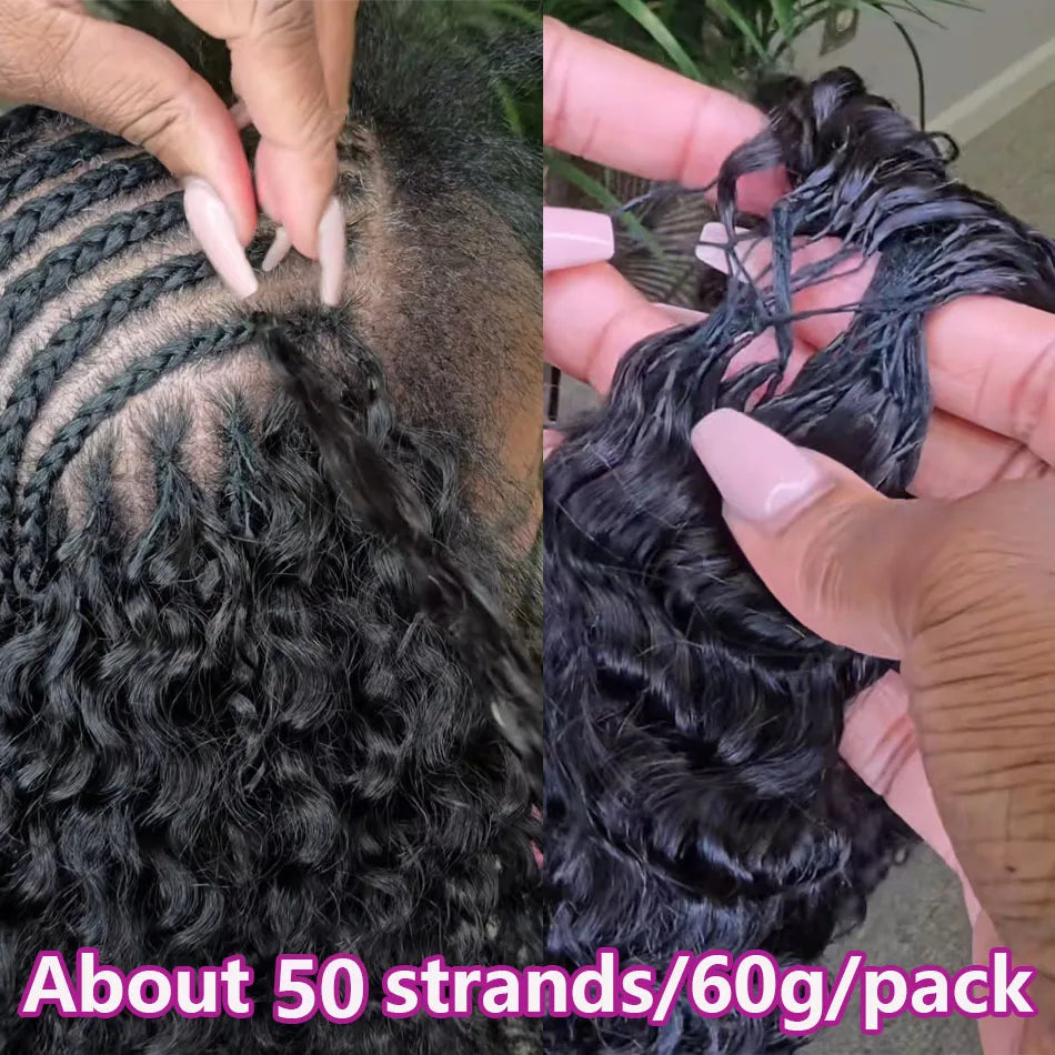 Deep Wave Crochet Human Hair Extensions for Braiding