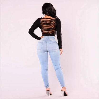 High Waist Denim Skinny Jeans for Women