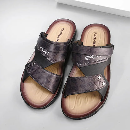 Men's Casual Slip-On Leather Sandals for Summer