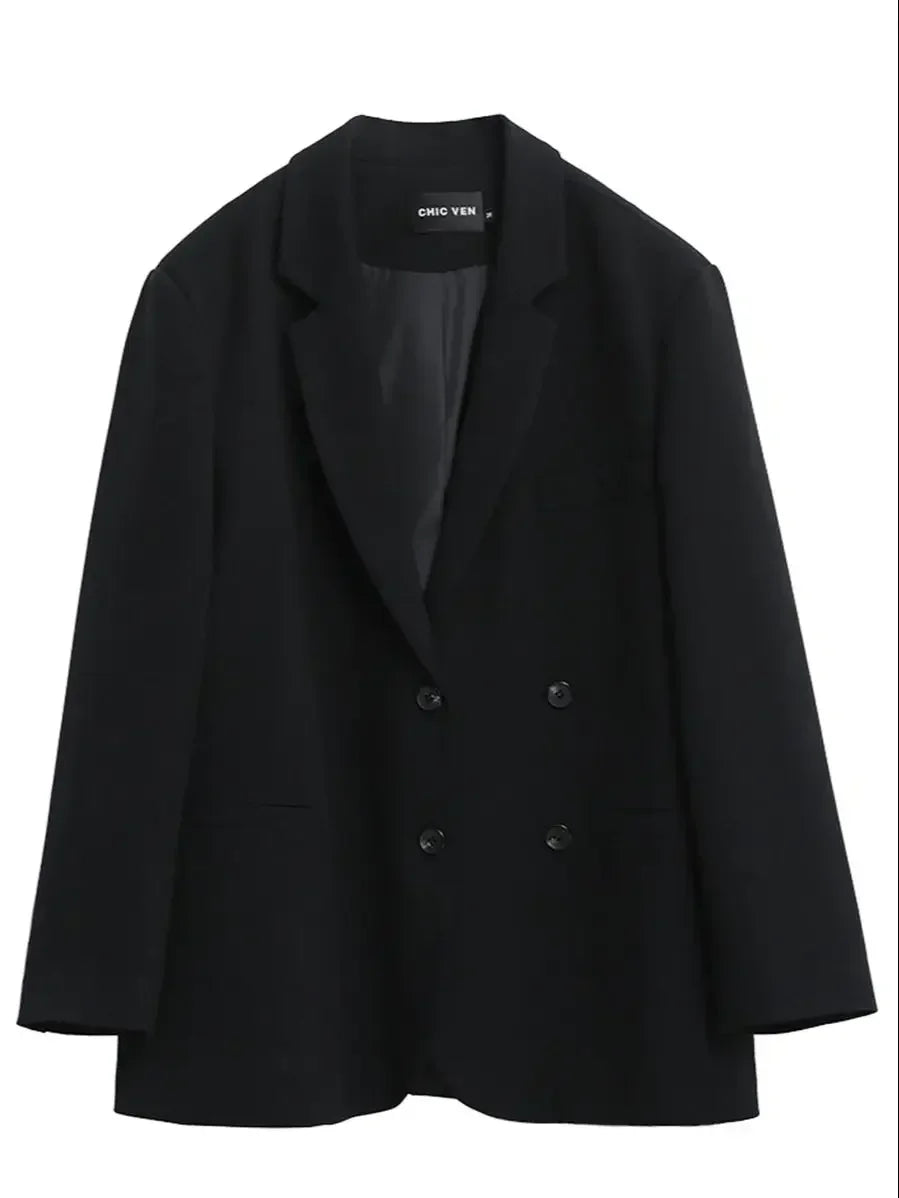 CHIC VEN Women's Solid Blazer Long Sleeve Office Wear