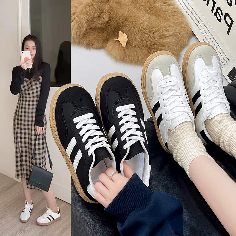 Women Lace-Up Casual Sneakers Breathable Tennis Shoes