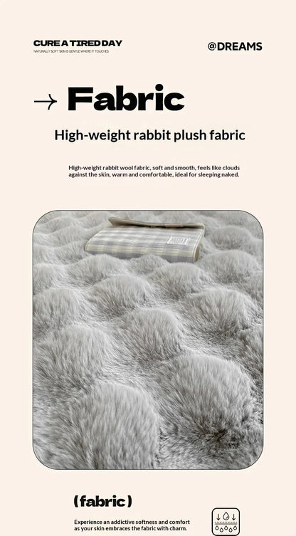 Fluffy Plush Fitted Bed Sheet Rabbit Fleece Solid Color