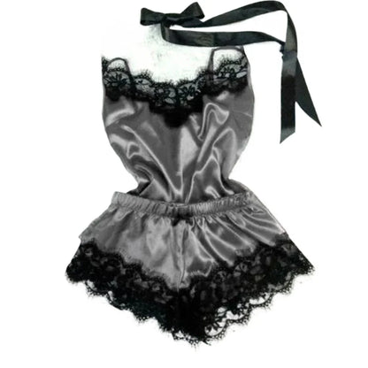 Summer Lace Polyester Pajama Set for Women