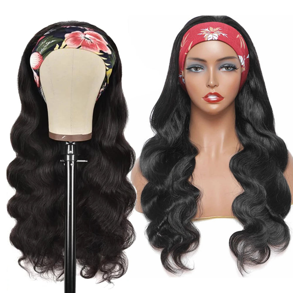 Body Wave Headband Wig Remy Human Hair Natural Black