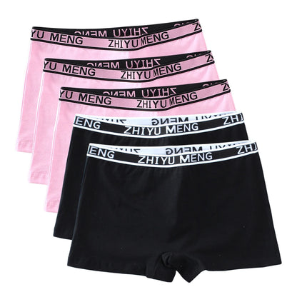 Teenage Girls Cotton Panties Solid Color Mid Waist Briefs