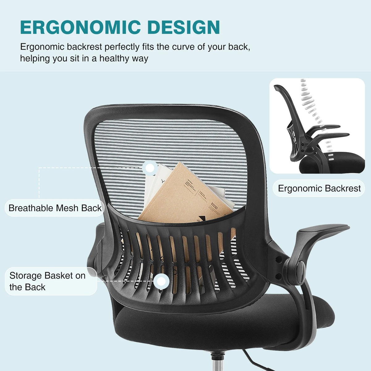 JHK Ergonomic Mesh Backrest Office Chair Adjustable Height