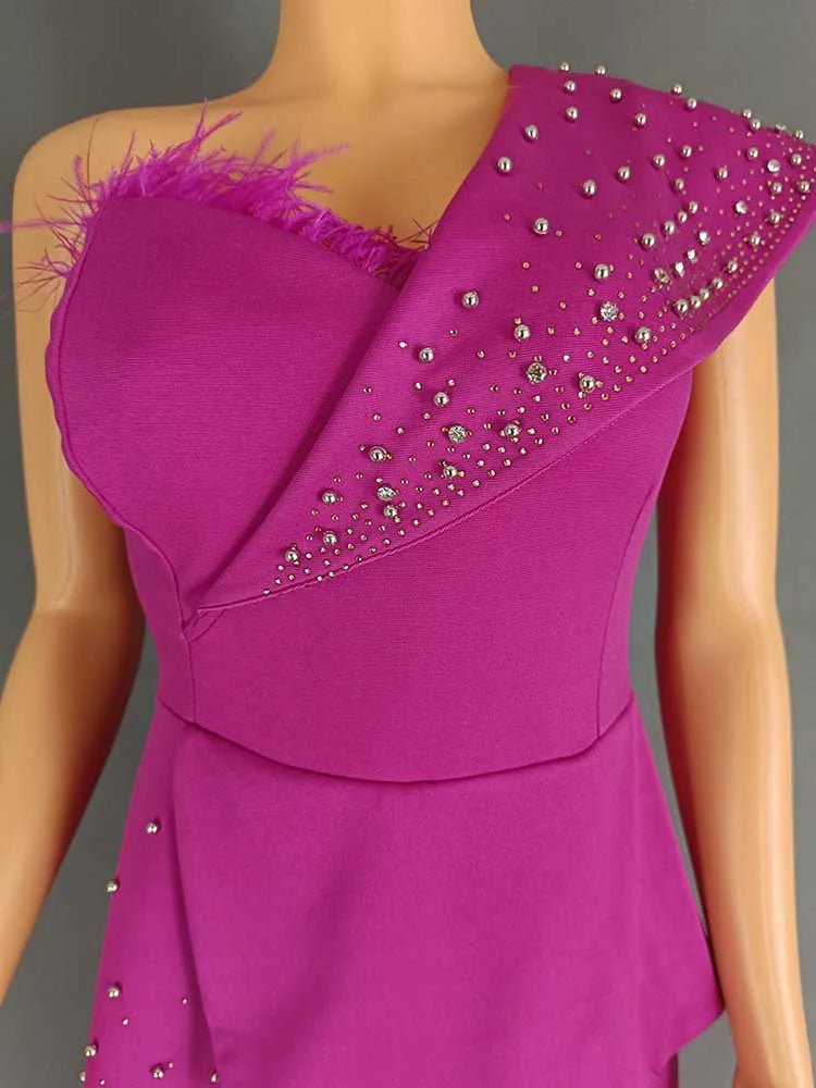 High Waist Strapless Jumpsuit with Rivet Collar for Women