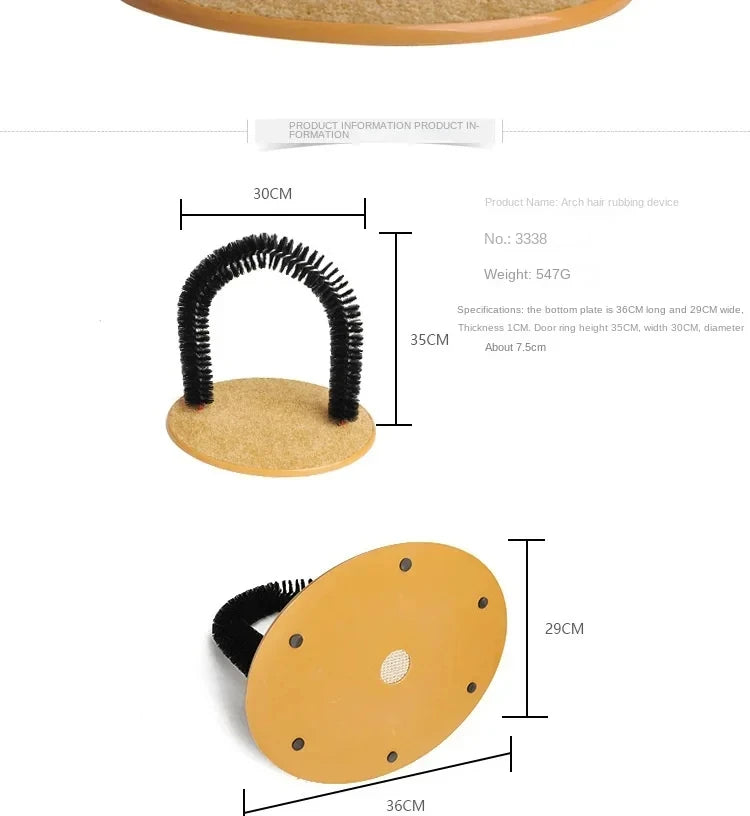 Cat Toy Arch with Massage Brush and Scratching Pad