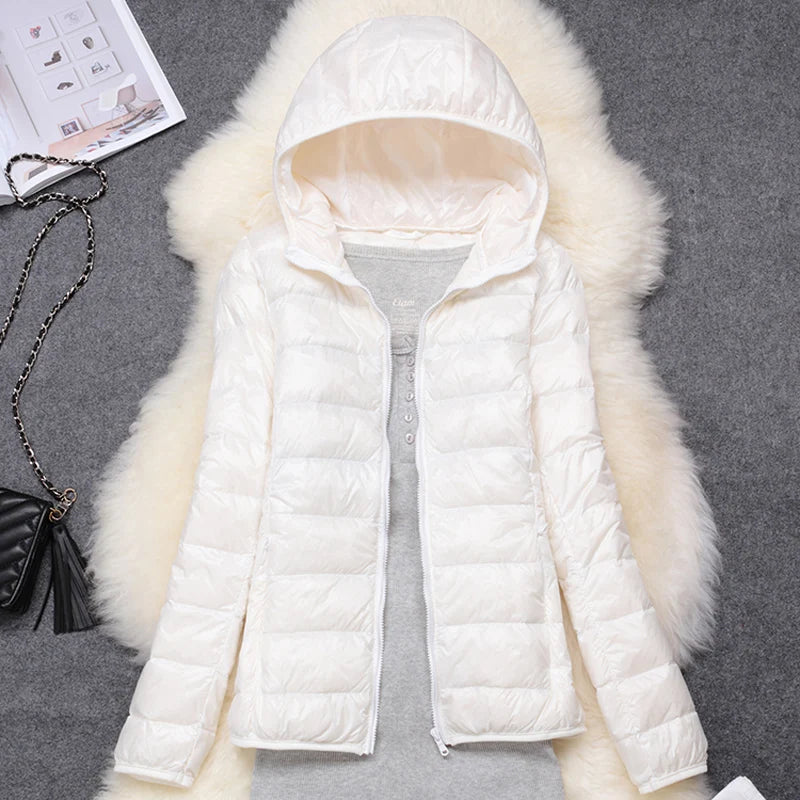 Women Hooded Puffer Jacket Plus Size Lightweight