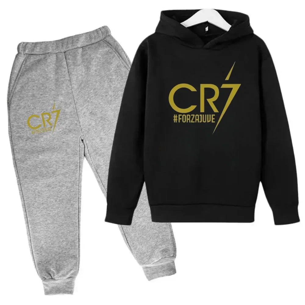 Ronaldo CR7 Print Hoodie and Pants Set for Children