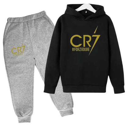 Ronaldo CR7 Print Hoodie and Pants Set for Children