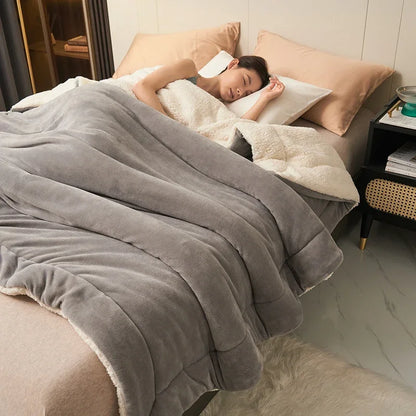 Plush Thick Winter Blanket Double Layer Milk Fleece