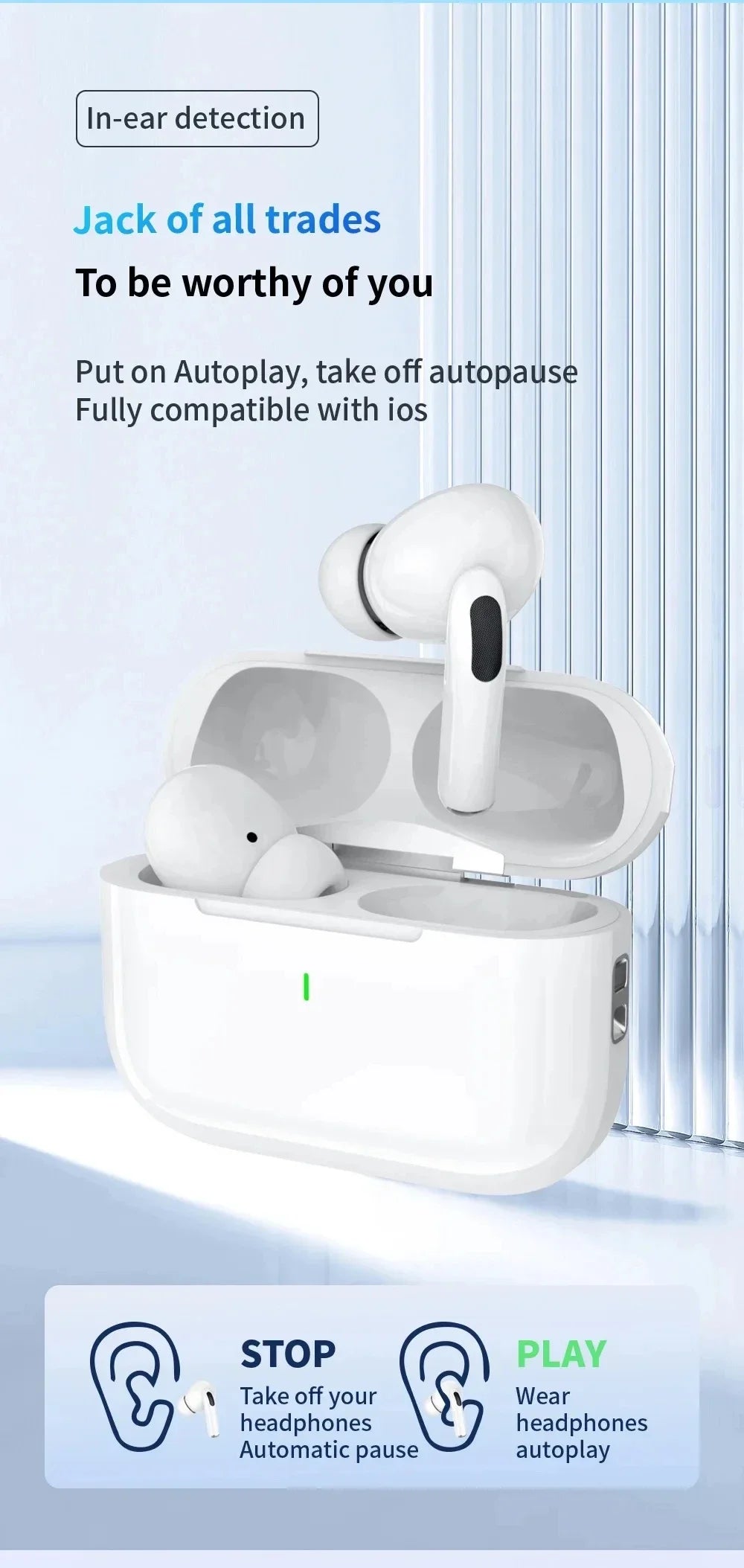 For Air Pro5 Wireless Bluetooth Earbuds with Noise Cancelling