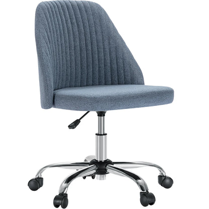 JHK Armless Swivel Office Chair with Fabric and Wheels