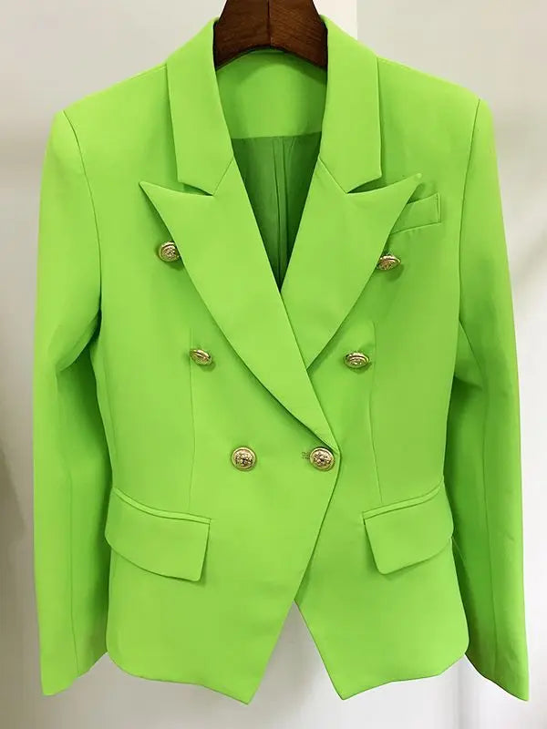 Women's Classic Double Breasted Blazer with Metal Buttons