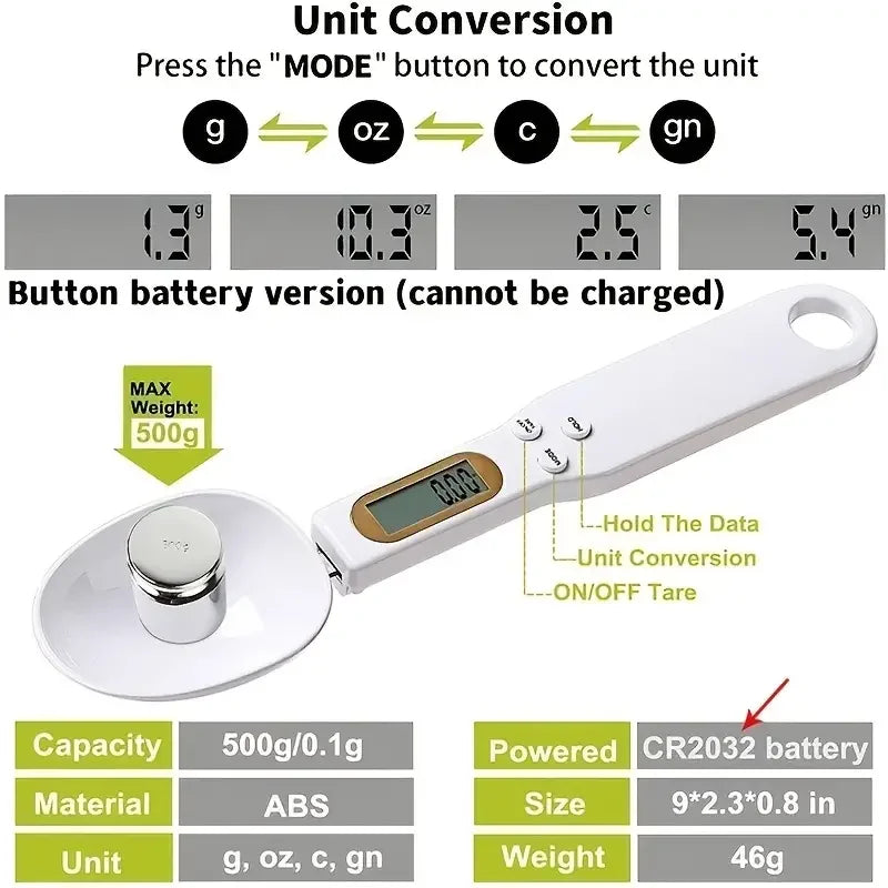 Mini Spoon Scale Digital Kitchen Scale 0.1-500g