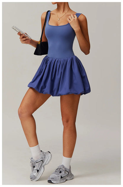 Women Yoga Jumpsuit Set Anti Glare One-Piece Dress