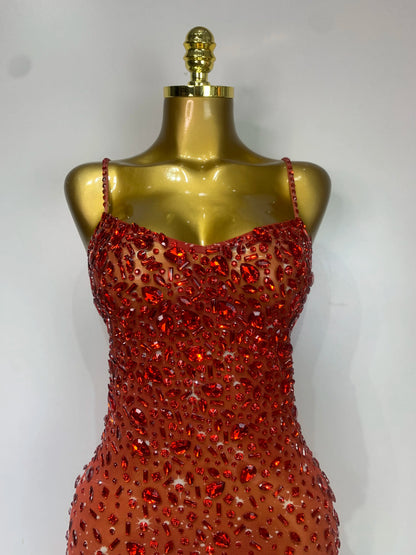 Luxury Rhinestone Mesh Bodycon Dress for Women