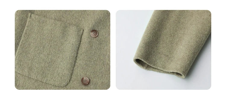 Women's Woolen Double Breasted Jacket Office Lady Outerwear