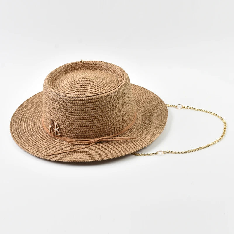 Elegant Straw Sun Hat for Women with Ribbon Decoration