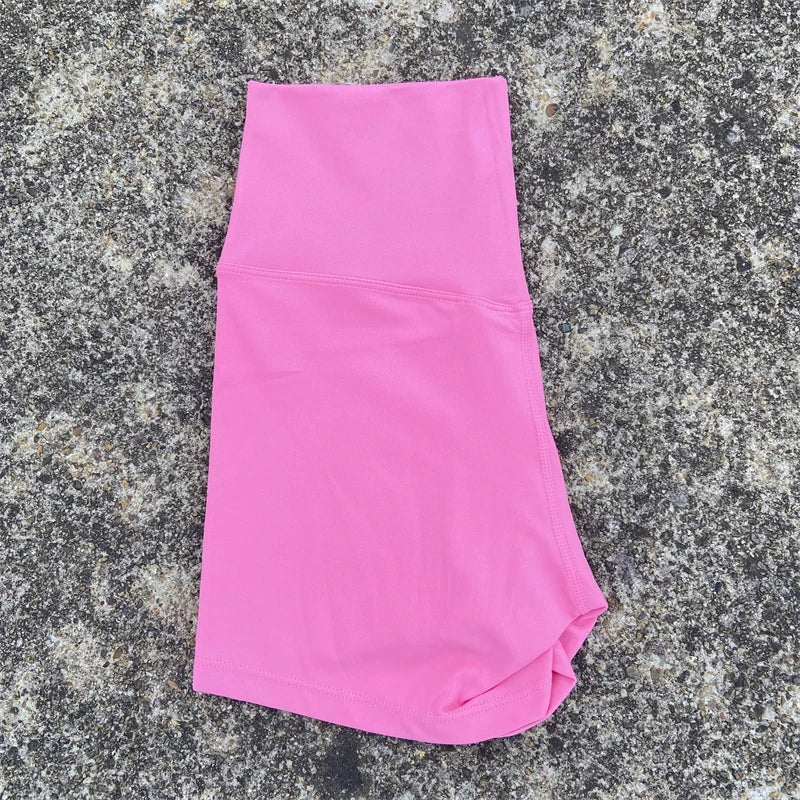 High Waist Yoga Shorts for Women in Solid Color