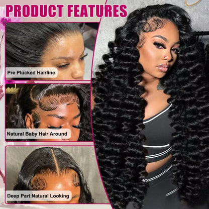Loose Deep Lace Front Human Hair Wig 30 40 Inches