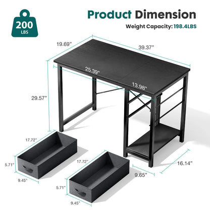 JHK 47 Inch Wood Computer Desk with 2 Drawers