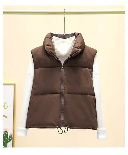 Winter Short Down Vest Women Zipper Jacket Casual